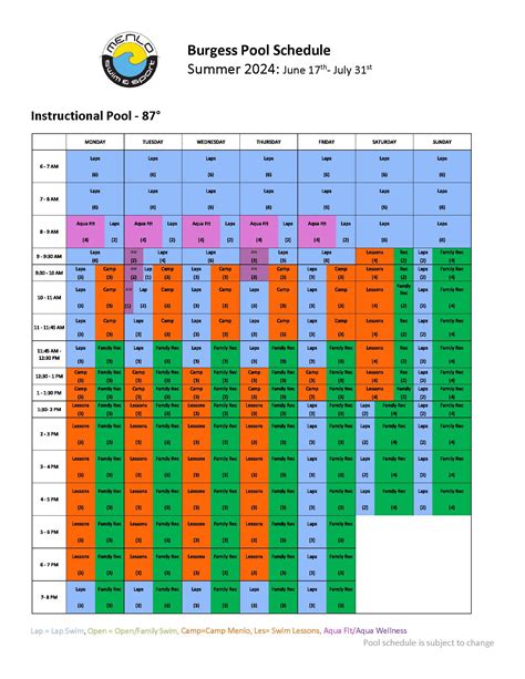 Pool Schedule - Menlo Swim & Sport