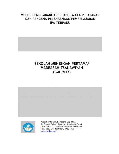 PDF SEKOLAH MENENGAH PERTAMA MADRASAH PDF FileContoh Silabus