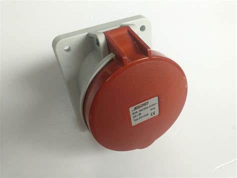 Red 63a 3 Phase Socket 400 Volts 4 Pins Industrial Power Socket Outlet