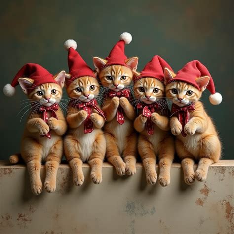 Vintage Christmas Cats On Mural Stable Diffusion Online