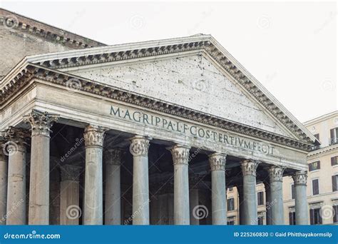 Details Of A Pediment And Large Granite Corinthian Columns Of The