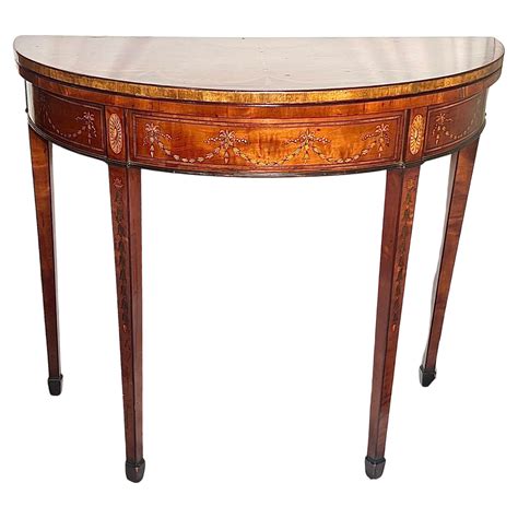 Antigua Mesa De Juegos Consola Inglesa De Caoba Y Madera Satinada Demi