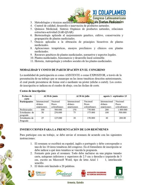 Xi Congreso Latinoamericano De Plantas Medicinales Sociedad Qu Mica