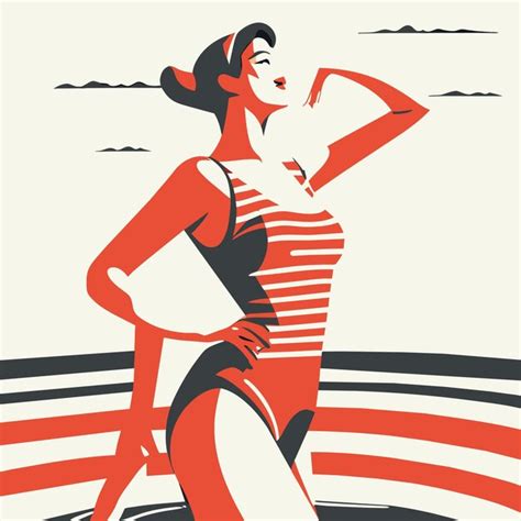 Femme Vintage En Illustration Vectorielle D été Créée Avec L