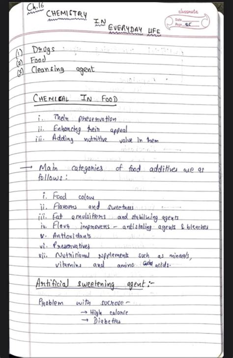 Ncert Chemistry In Everyday Life Class 12 Chemistry Handwritten Notes