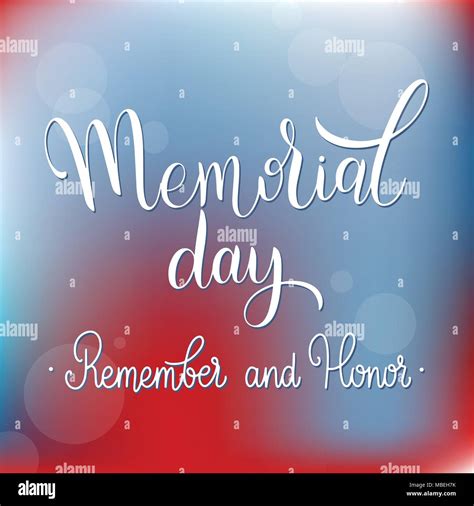 Memorial Day Lettering Remember And Honor Elements For Invitations