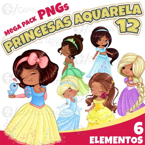 Kit Digital Png Princesas Aquarela 12 Pague 1 Leve 3 No Elo7 Camila