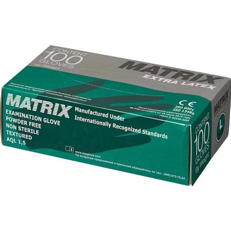 Перчатки медицинские латексные нестерильные Matrix Extra 50 пар размер ...