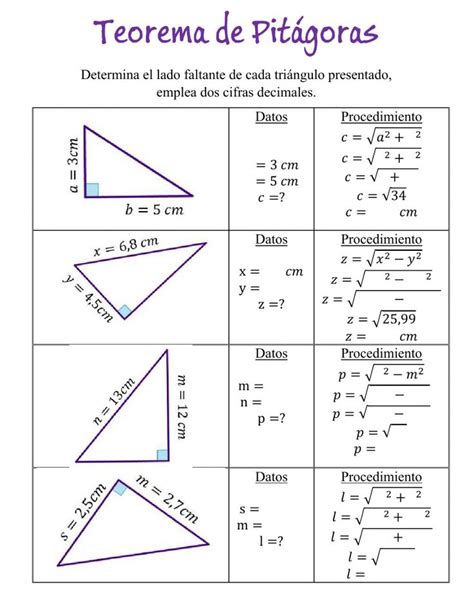 Teorema De Pit Goras Matem Ticas Activity Studying Math School Study