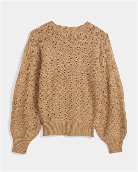 Hairy Pointelle Raglan Sleeve Crew Neck Sweater RW CO