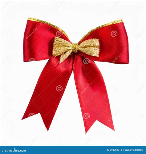 Red Ribbon Bow on White Silk Satin Glitter Gift Stock Photo - Image of ...