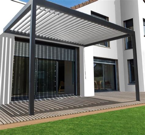 Pergola adossée Caleta aluminium gris anthracite 12 m² Leroy Merlin