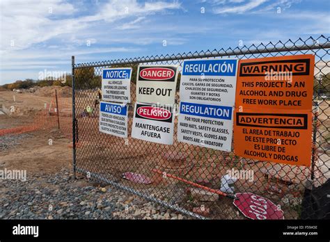 Danger warning signs at construction site - USA Stock Photo: 89330682 ...