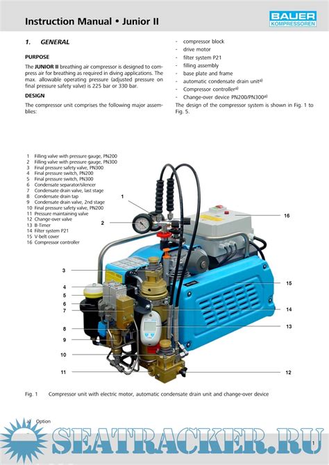 Bauer Compressor Junior II Instruction Manual And Spare Parts Catalog