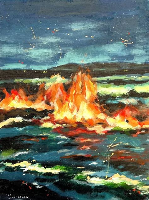 Ocean is on Fire Painting