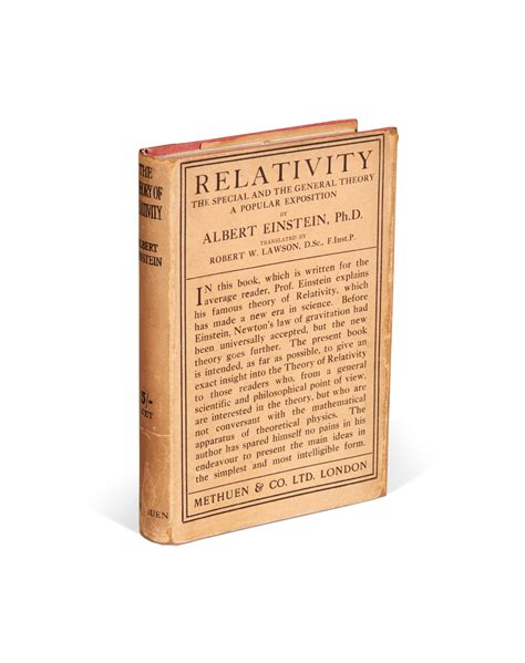 Albert Einstein Relativity The Special And General Theory 1920 Books Manuscripts And