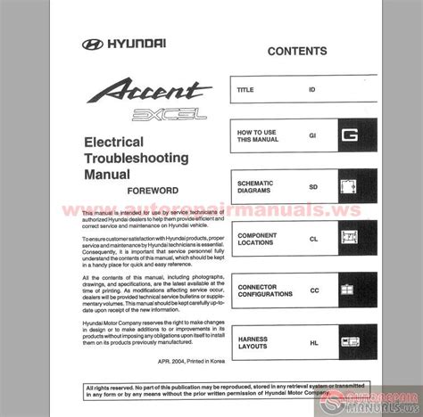 Hyundai Accent 2005 Electrical Troubleshooting Manual Auto Repair