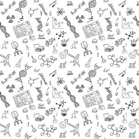 Chemistry And Science Seamless Pattern With Sketch Elements Hand Drawn