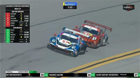 Intense Battle Between The Two Class Leading Porsches On The Last Lap