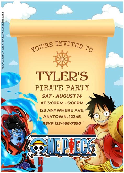 Free Editable Pdf Gear Up And Party On Onepiece Birthday Invitation