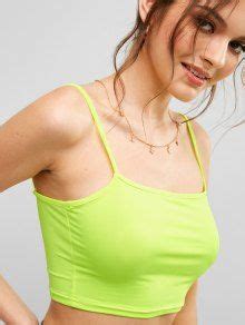 Neon Crop Cami Top In Green Yellow Zaful