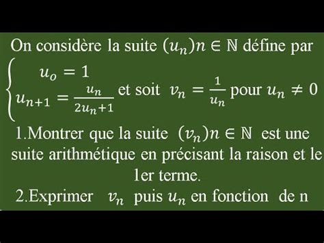 Suite arithmétique exercice corrigé 1 YouTube