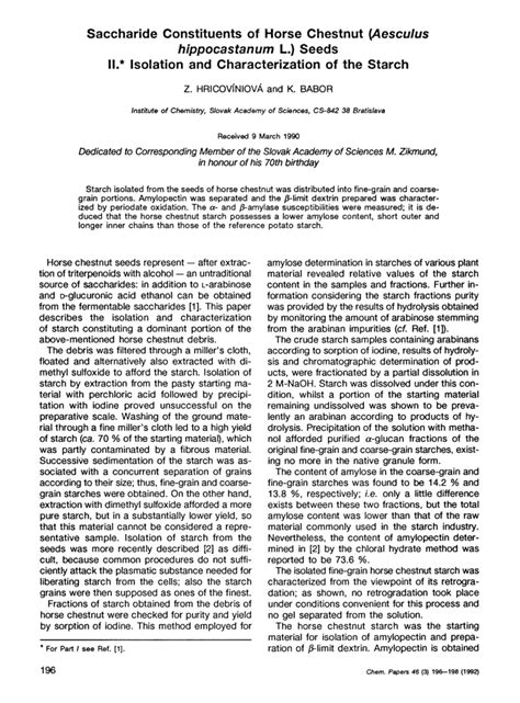 Pdf Saccharide Constituents Of Horse Chestnut Aesculus Hippocastanum