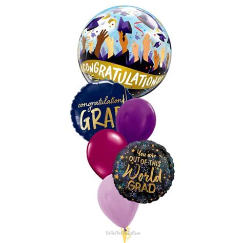 [graduation] Congratulations Grad Caps Mixed Bubble Balloon Bouquet