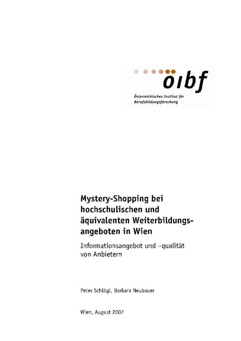 Mystery Shopping Bei Hochschulischen Und Quivalenten