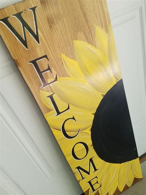 Sunflower Welcome Sign Wooden Welcome Signs Welcome Wood Sign