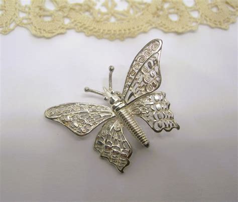 Sterling SILVER FILIGREE BROOCH A Butterfly Foreign Design Etsy UK