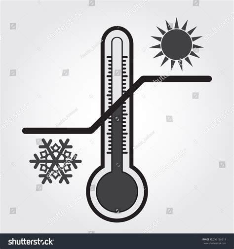 Thermometer With High And Low Temperatures Sun And Snowflake Black And White Illustration