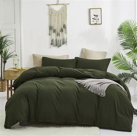 Luxlovery Army Green Comforter Set California King Dark Green Bedding