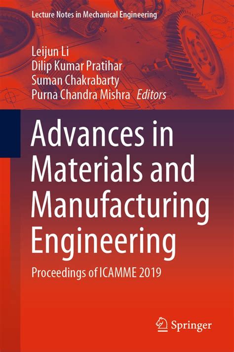 Lecture Notes In Mechanical Engineering Advances In Materials And