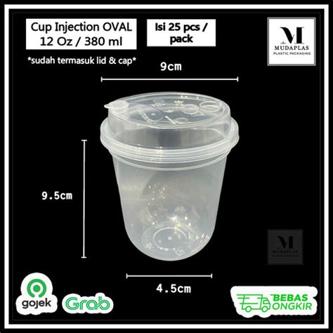 Jual Pp Cup Injection Oval Oz Ml Gelas Plastik Boba Lid Cap