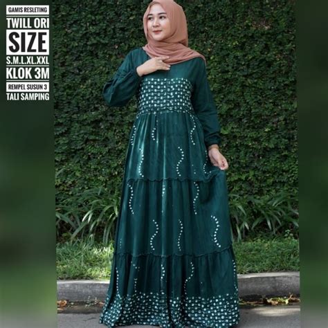 Jual Terbaru Gamis Twill Ori Readystok Size S M L Klok 3m Rempel Susun