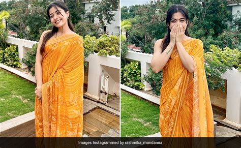 Rashmika Mandanna In A Bright Yellow Saree Is A Ray Of Sunshine Posed