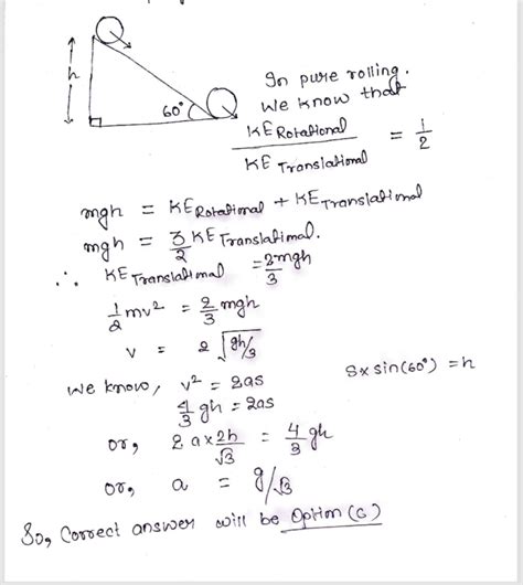 An Inclined Plane Makes An Angle Of O With Horizontal A Disc