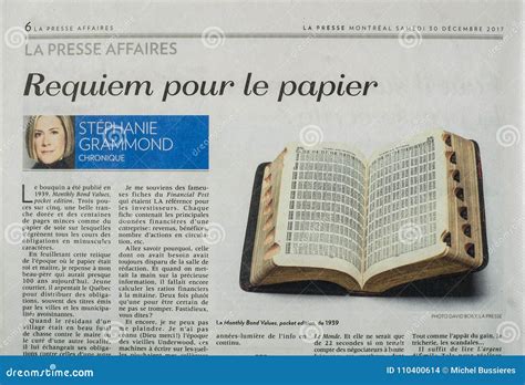 La Presse Newspaper Business Section Editorial Stock Image - Image of ...