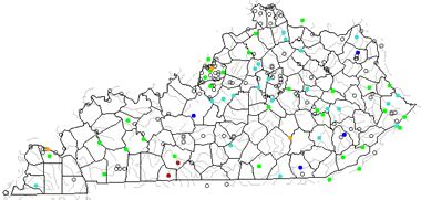 Map of Kentucky Lakes, Streams and Rivers