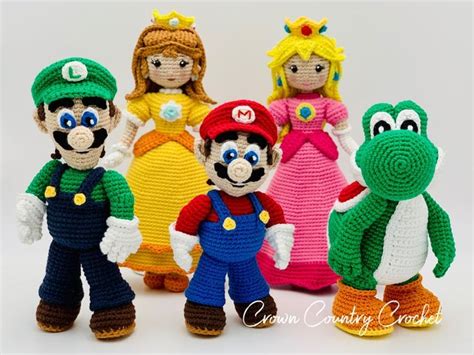 Pdf Crochet Pattern Pack Mario Team Fan Art Dolls Gamer Crochet