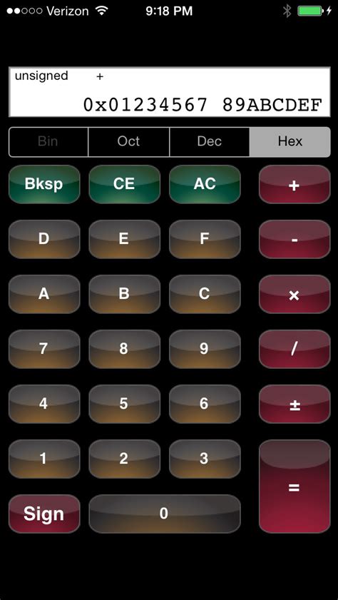 HexCalc - Hexadecimal Calculator (ios)