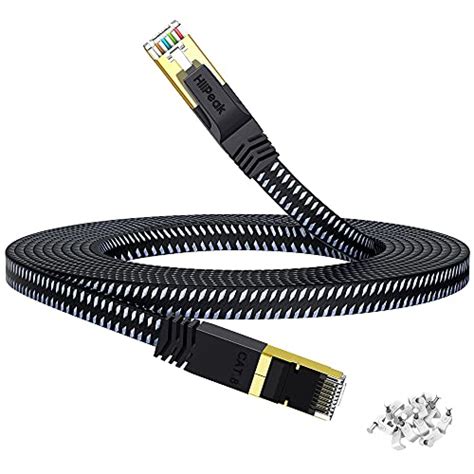 HiiPeak Plat Cable Ethernet 8m Cat 8 Rj45 Nylon Tressé Cable Réseau