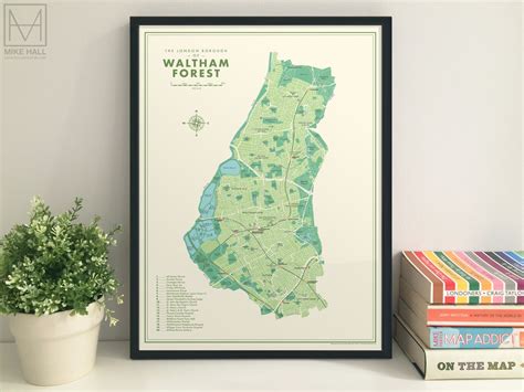 Waltham Forest (London borough) retro map giclee print – Mike Hall Maps ...