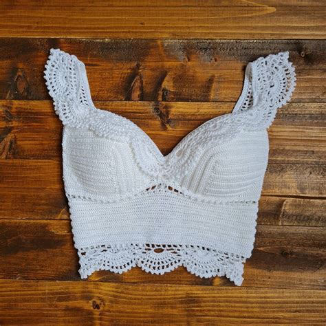 Crochet White Crop Top Crochet Halter Top Festival Crop Top Etsy