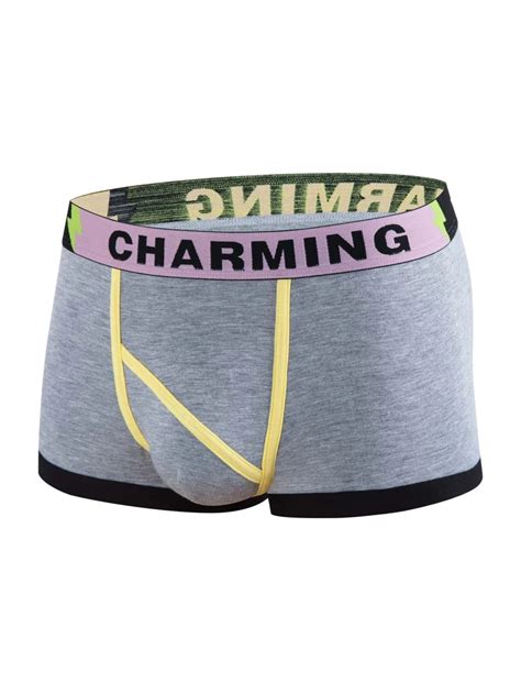 Men Contrast Letter Tape Boxer Brief Shein Usa