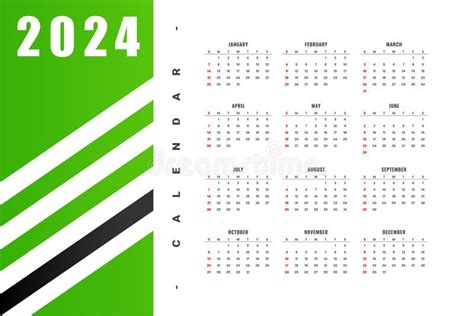 Stylish New Year Calendar Template With Months And Dates Stock