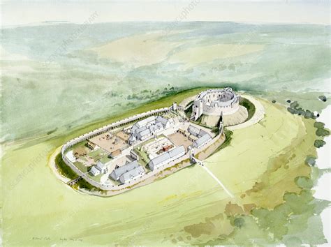 Restormel Castle 14th Century Illustration Stock Image C0576399