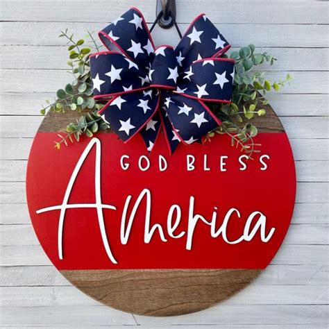 God Bless America Wreath 4th Of July Wreath Patriotic Etsy