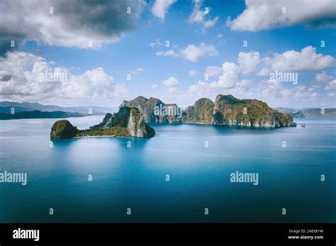 El Nido Palawan Philippines Panoramic Aerial View Lonely Tourist